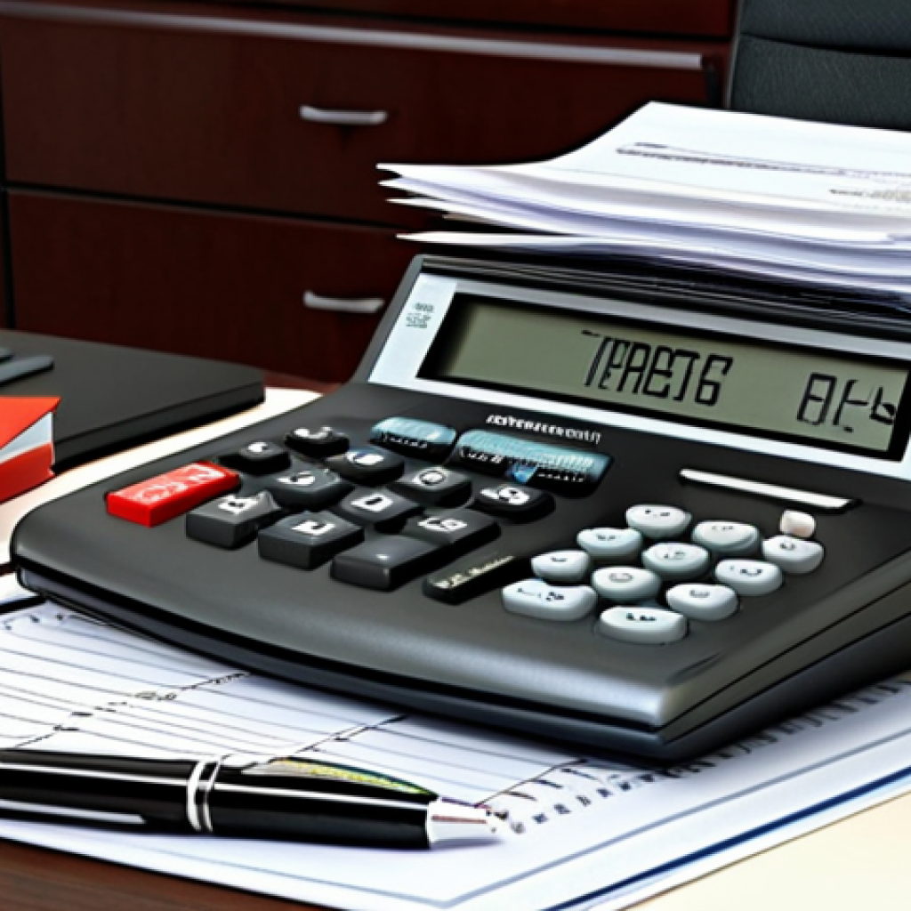 Organized Small Business Taxes**

"A well-organized office desk with neatly stacked folders labeled 'Impostos' (Taxes), a laptop displaying tax software, a pen, and a financial calculator. The scene should convey efficiency and organization. Safe for work, appropriate content, fully clothed, professional, modest, perfect anatomy, correct proportions, natural pose, professional photography, high quality."

**