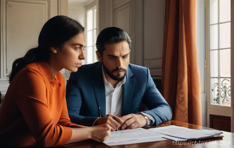 부동산 상속 분쟁과 세금 - **Prompt:** A group of three adult siblings (two women and one man, all modestly dressed in contempo...