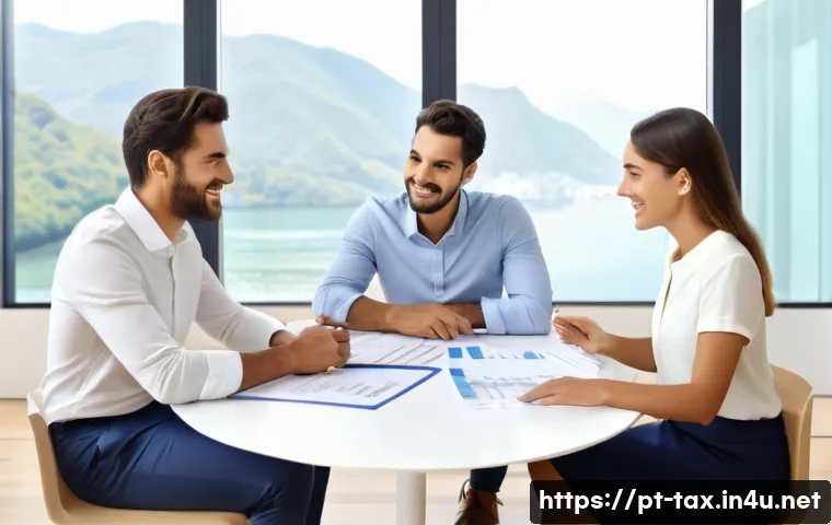 퇴직연금 세제 혜택 - A professional Brazilian financial advisor sitting at a modern desk in a bright office, explaining p...