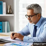 Home 22 소득공제 가능한 보험 - A professional Brazilian middle-aged man sitting at a modern home office desk, reviewing life insura...