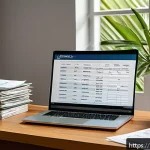 Home 18 외국인 소득세 신고 요령 - A tidy home office scene in Brazil, featuring a desk with organized Brazilian tax documents such as ...